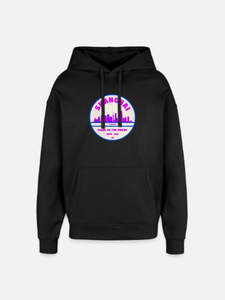 Shanghai China Skyline Badge - Oversized Unisex Hoodie von Stanley/Stella - Schwarz