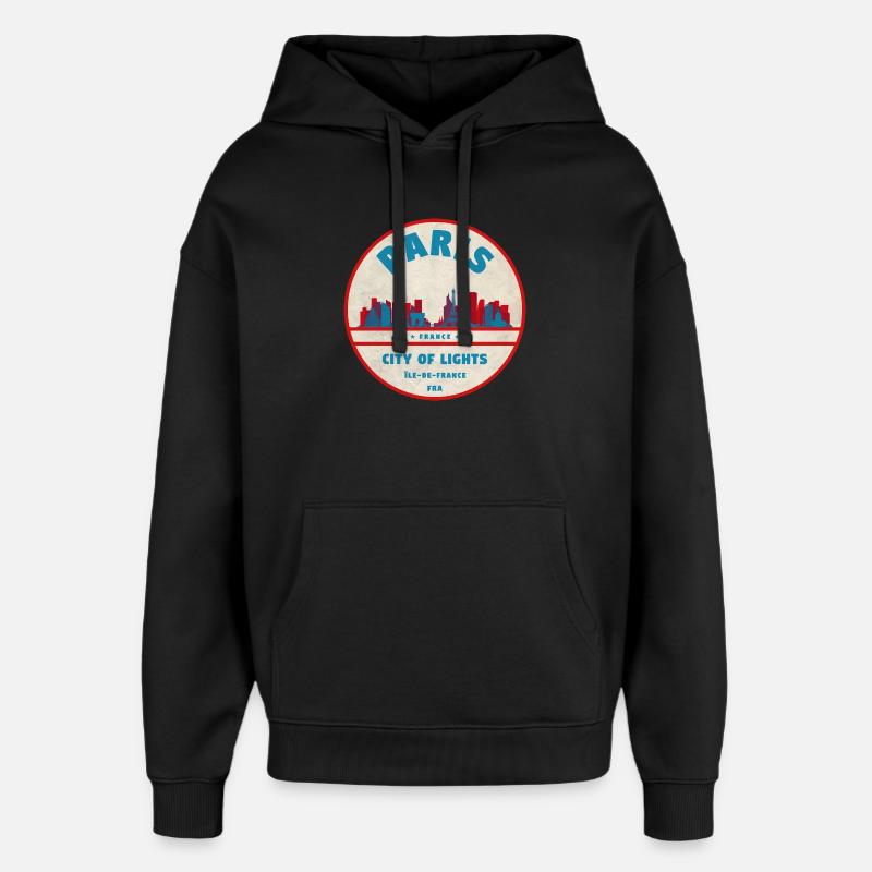 Pariser Stadtlichter Retro Abzeichen - Oversized Unisex Hoodie von Stanley/Stella - Schwarz
