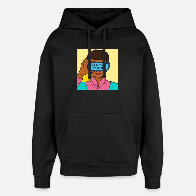 L’avenir, c’est Real VR Vision - Sweat à capuche unisexe Stanley/Stella Oversized - noir