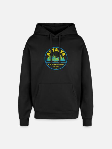 Antalya Skyline Badge Turkey - Oversized Unisex Hoodie by Stanley/Stella - black