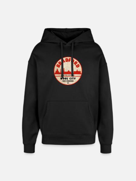 Bradford Wool City Emblem - Oversized Unisex Hoodie by Stanley/Stella - black