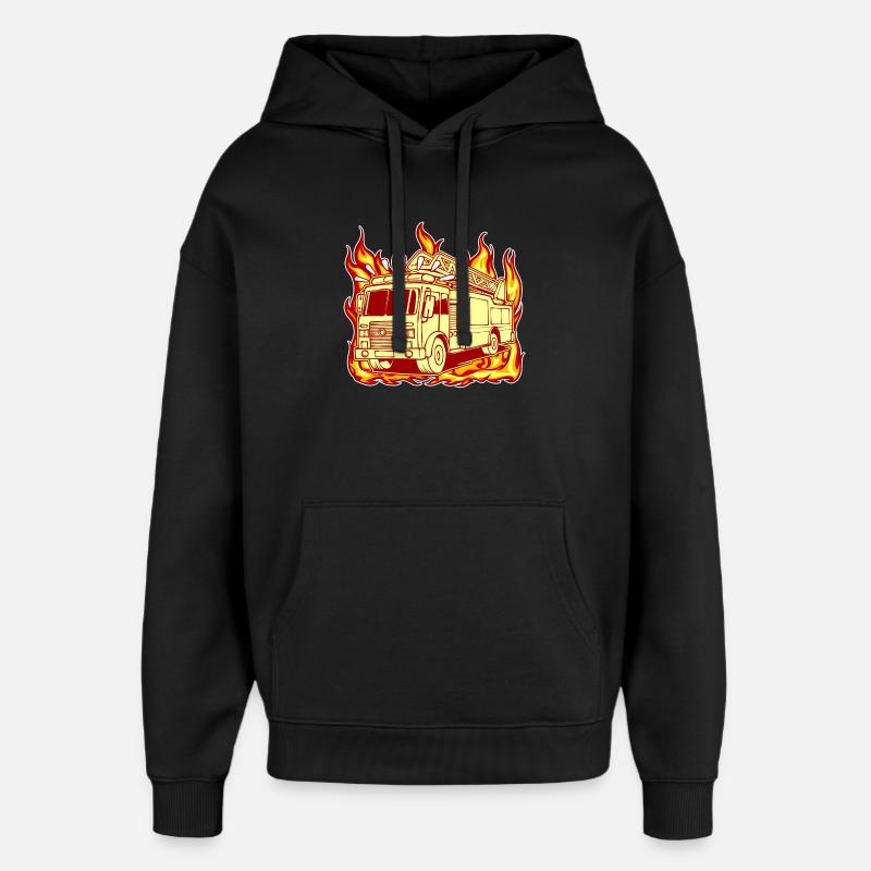 Pompiers Pompiers Pompiers Protection incendie - Sweat à capuche unisexe Stanley/Stella Oversized - noir