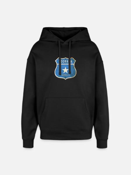 Boorama Somalia coat of arms flag design - Oversized Unisex Hoodie by Stanley/Stella - black