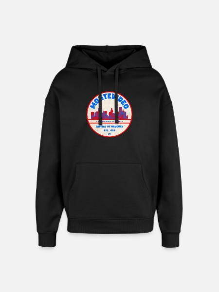 Montevideo Uruguay Skyline Emblem Design - Oversized Unisex Hoodie von Stanley/Stella - Schwarz
