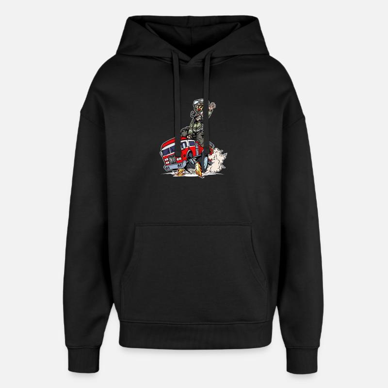Fire Fire Engine Firefighter Rescuer - Oversized Unisex Hoodie by Stanley/Stella - black