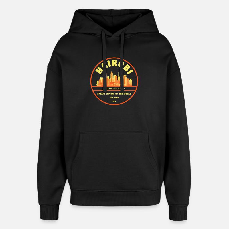 Emblème de la Skyline de Nairobi - Sweat à capuche unisexe Stanley/Stella Oversized - noir