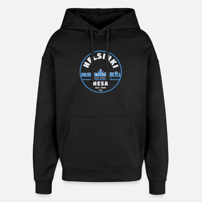 Badge Helsinki Finlande Skyline - Sweat à capuche unisexe Stanley/Stella Oversized - noir