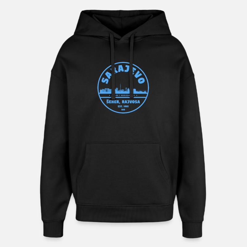 Badge de la ville de Sarajevo - Sweat à capuche unisexe Stanley/Stella Oversized - noir