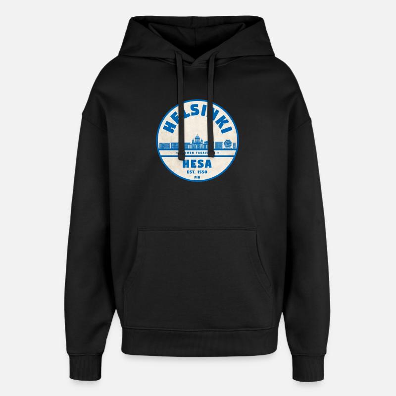 Helsinki Skyline Emblem 1550 - Oversized Unisex Hoodie by Stanley/Stella - black