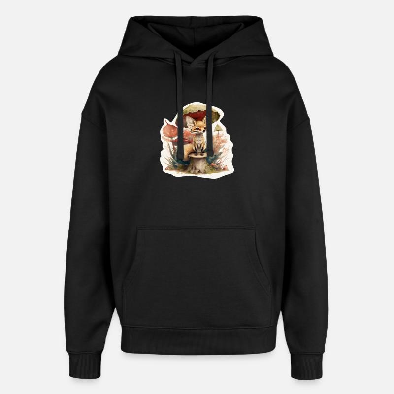 Renard du désert mignon - Sweat à capuche unisexe Stanley/Stella Oversized - noir