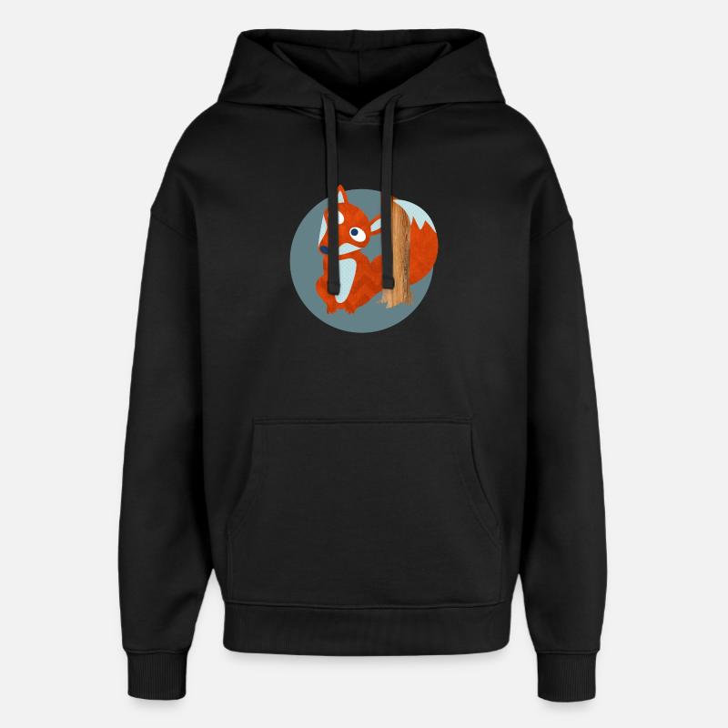 Fuchs Struktur Wald Kinderzimmer Muster Comic  - Oversized Unisex Hoodie von Stanley/Stella - Schwarz
