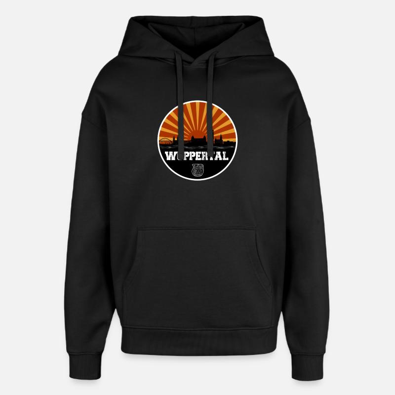 Wuppertal Retro Skyline - Sweat à capuche unisexe Stanley/Stella Oversized - noir