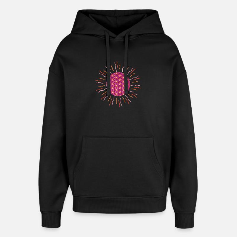 Mandala soleil rose - Sweat à capuche unisexe Stanley/Stella Oversized - noir