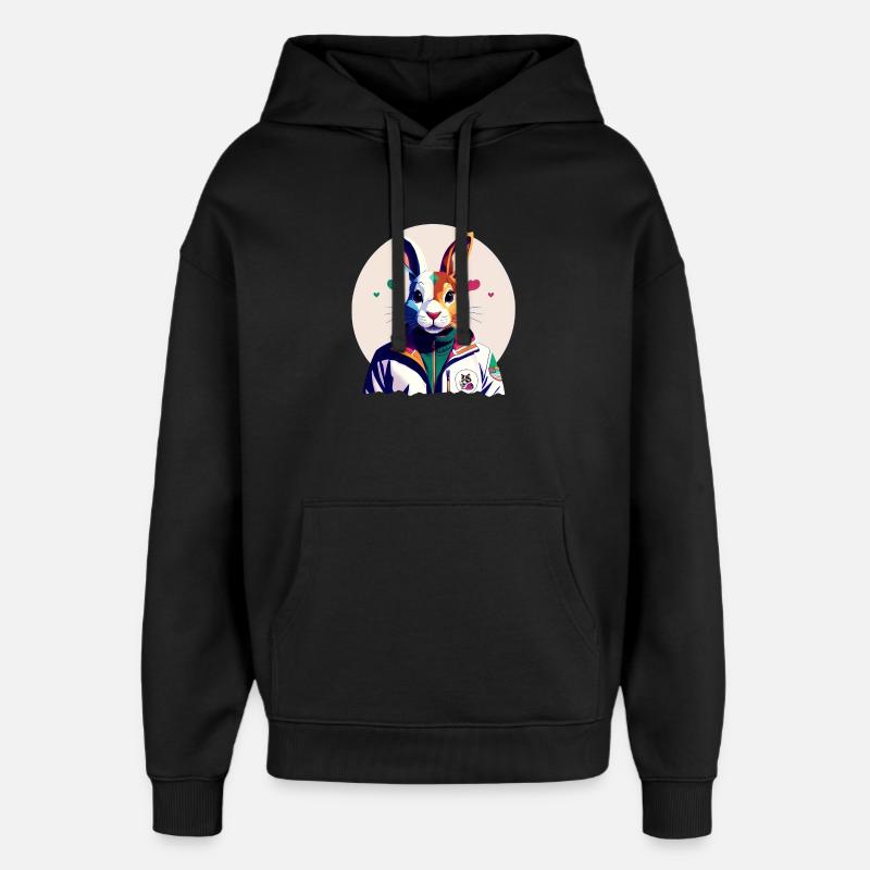 Bunny, lapin de Pâques - Sweat à capuche unisexe Stanley/Stella Oversized - noir