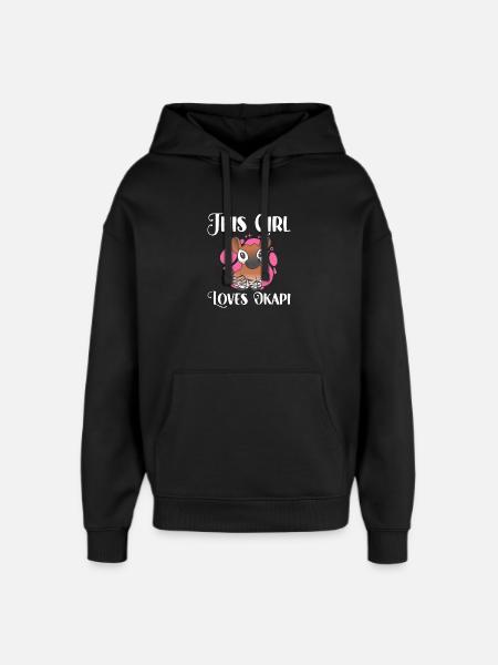 This girl loves okapi - Oversized Unisex Hoodie by Stanley/Stella - black