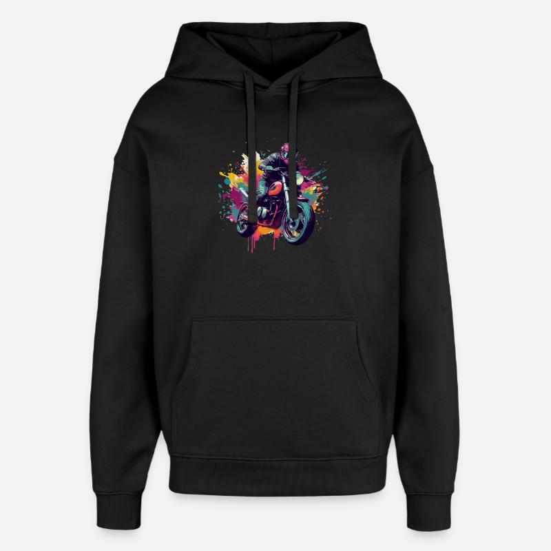 Moto avec tâche de couleur. - Sweat à capuche unisexe Stanley/Stella Oversized - noir
