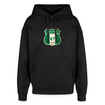 Design du drapeau d'Abeokuta Nigeria - Sweat à capuche unisexe Stanley/Stella Oversized - noir - Devant - AI Model Female 172 light (172cm) & AI Model Male 185 light (185cm)