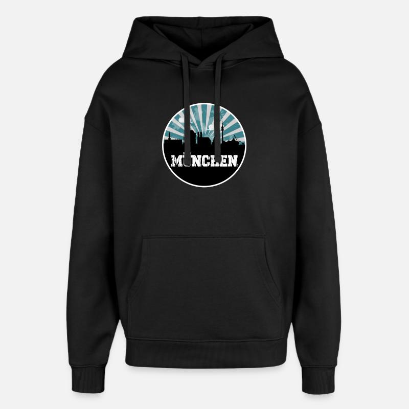 L’heure bleue de Munich Skyline - Sweat à capuche unisexe Stanley/Stella Oversized - noir