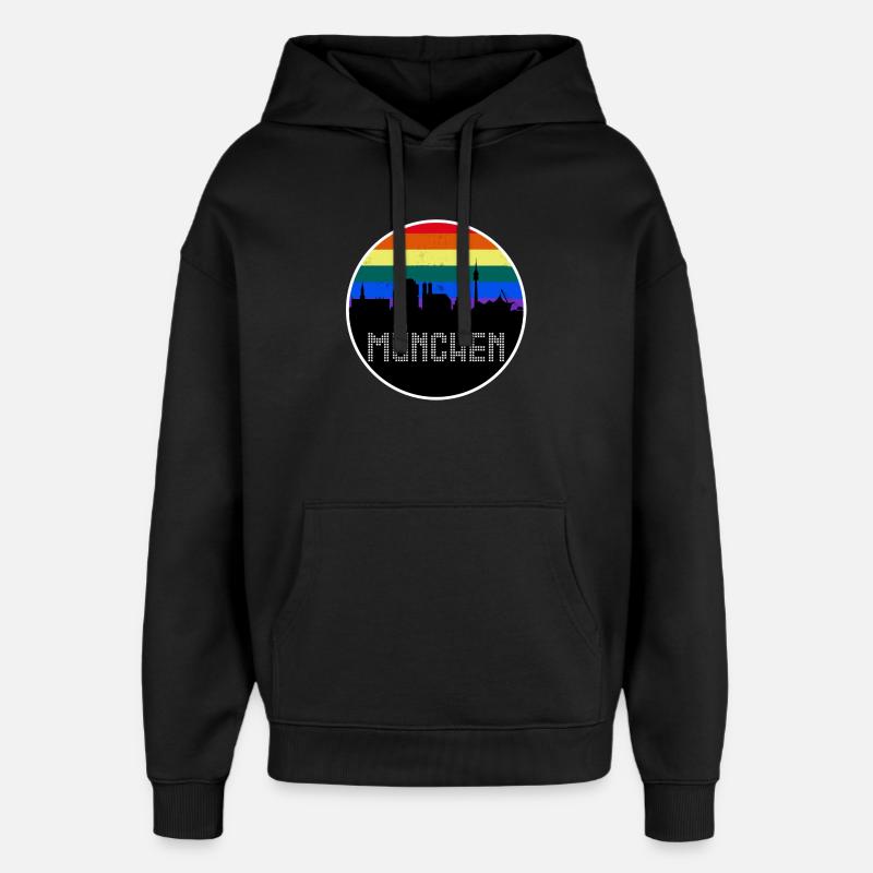 München Skyline Regenbogen - Oversized Unisex Hoodie von Stanley/Stella - Schwarz