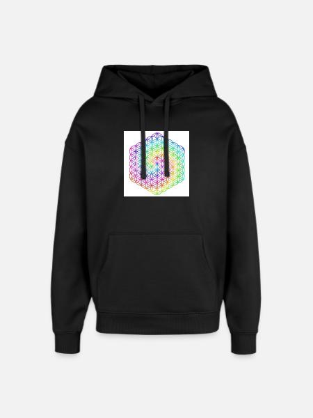 Livets blomst - 5. dimension - Mandala - kærlighed - Hættetrøje unisex Stanley/Stella Oversized - sort