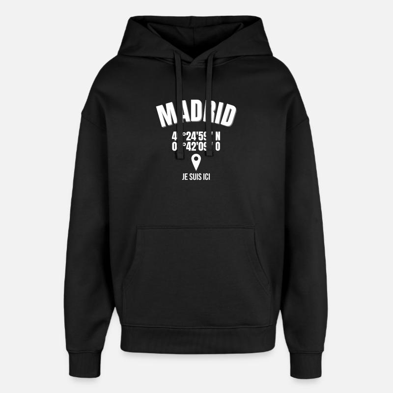 Madrid, Espagne, capitale de l'Espagne - Sweat à capuche unisexe Stanley/Stella Oversized - noir