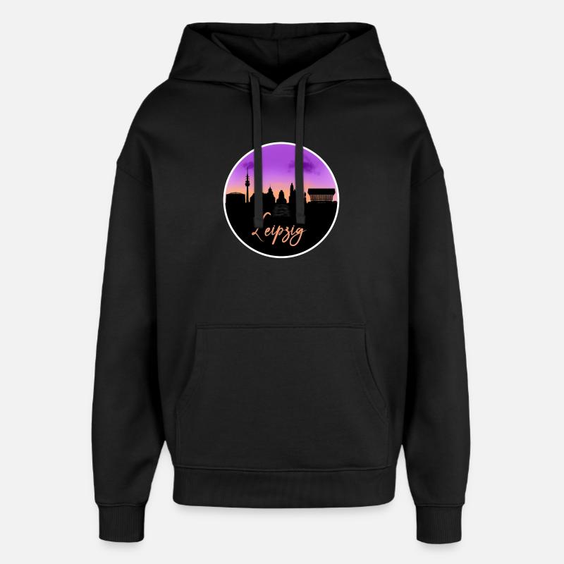 Leipzig Fine Skyline - Oversized Unisex Hoodie von Stanley/Stella - Schwarz