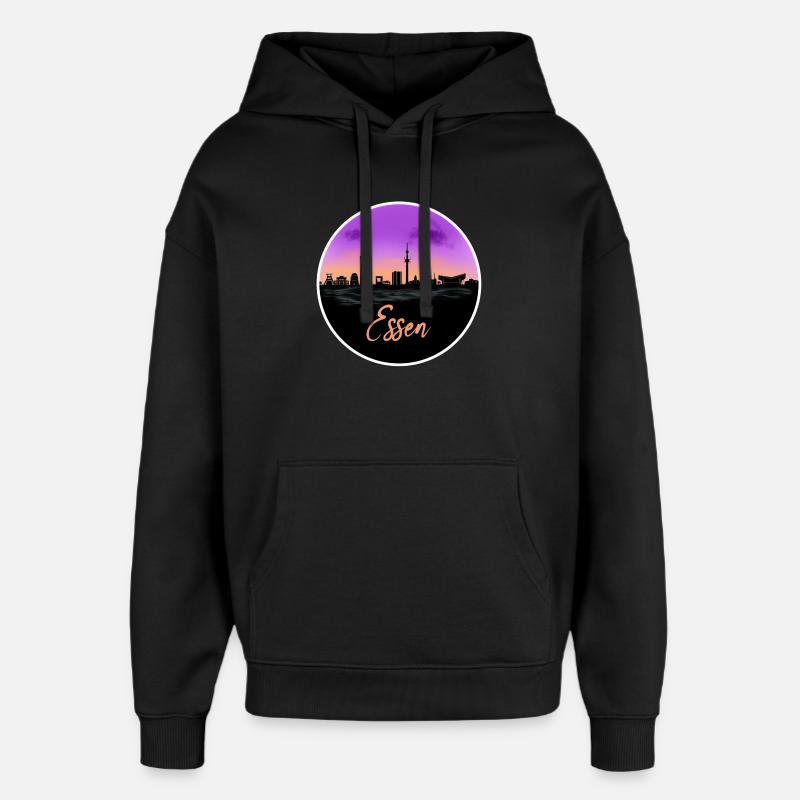 Essen Fine Skyline - Oversized Unisex Hoodie by Stanley/Stella - black