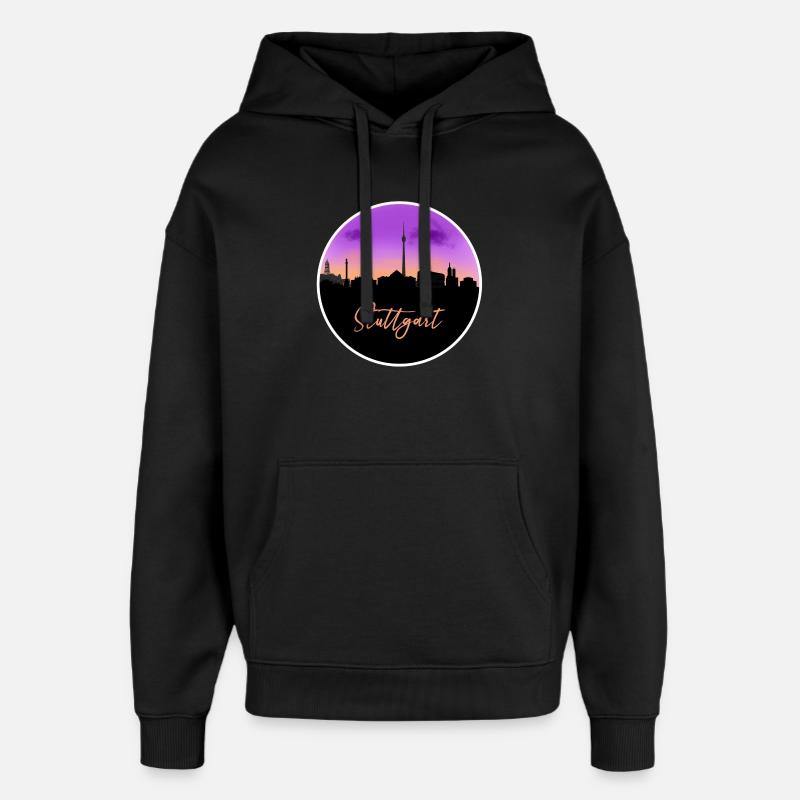 Stuttgart Fine Skyline - Oversized Unisex Hoodie by Stanley/Stella - black
