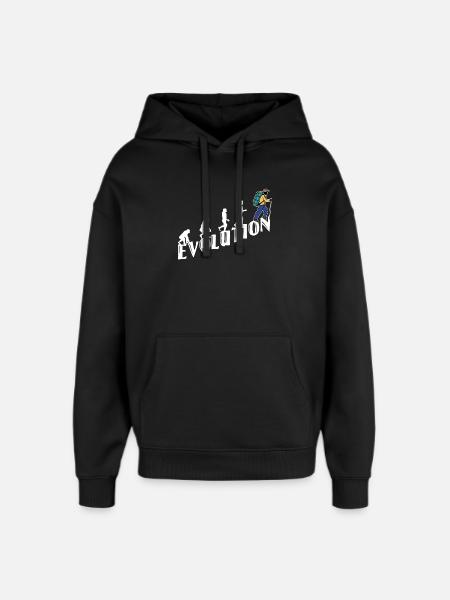 Evolution Wanderer Wandern Wanderung Bergwanderung - Oversized Unisex Hoodie von Stanley/Stella - Schwarz