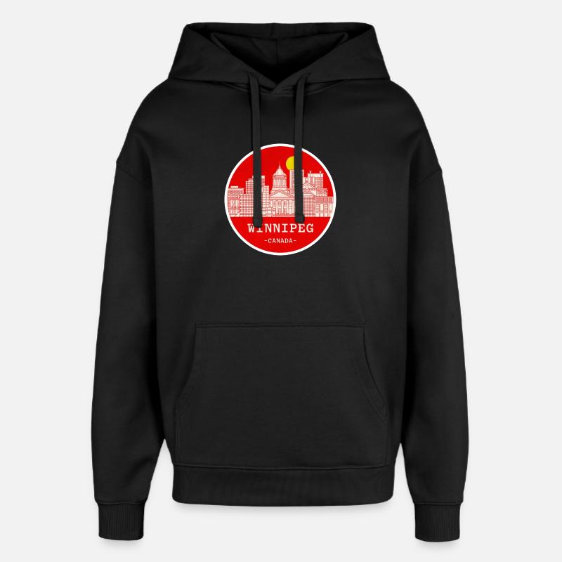 Winnipeg Stadtsilhouette Kreis - Oversized Unisex Hoodie von Stanley/Stella - Schwarz