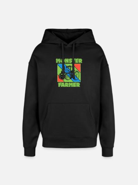 Farm Farmer Vehicle Statement Tractor - Oversized Unisex Hoodie by Stanley/Stella - black