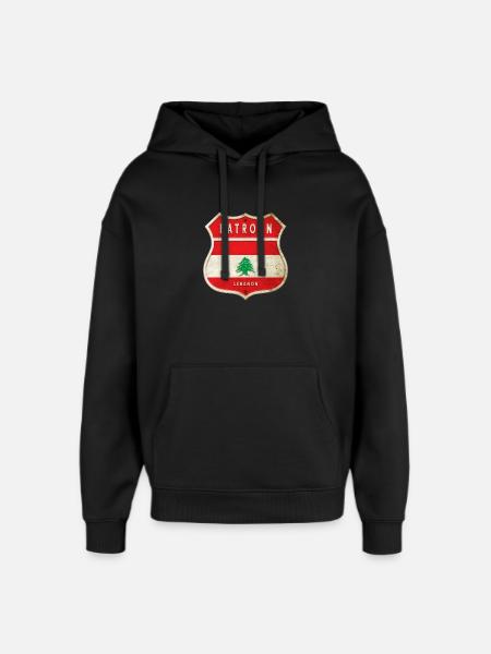 Batroun Liban Armoiries Drapeaux Design - Sweat à capuche unisexe Stanley/Stella Oversized - noir