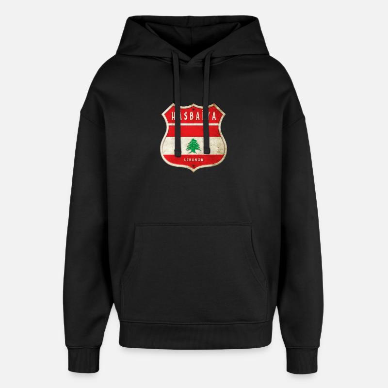 Hasbaiyya Libanon Wappen Flaggen Design - Oversized Unisex Hoodie von Stanley/Stella - Schwarz