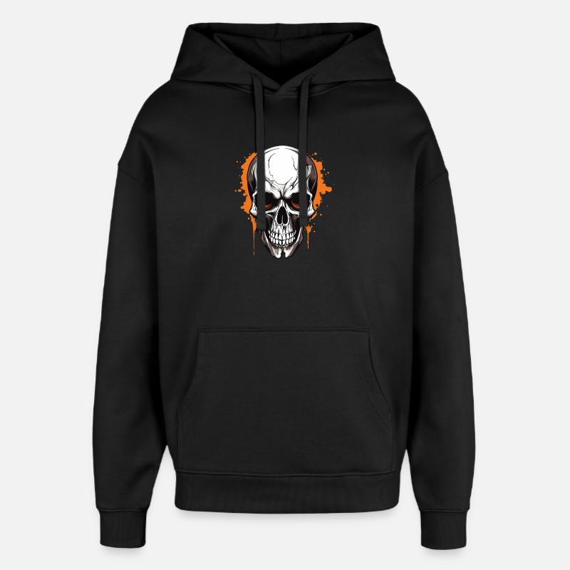 Orange Skull Splash Gothic - Sweat à capuche unisexe Stanley/Stella Oversized - noir