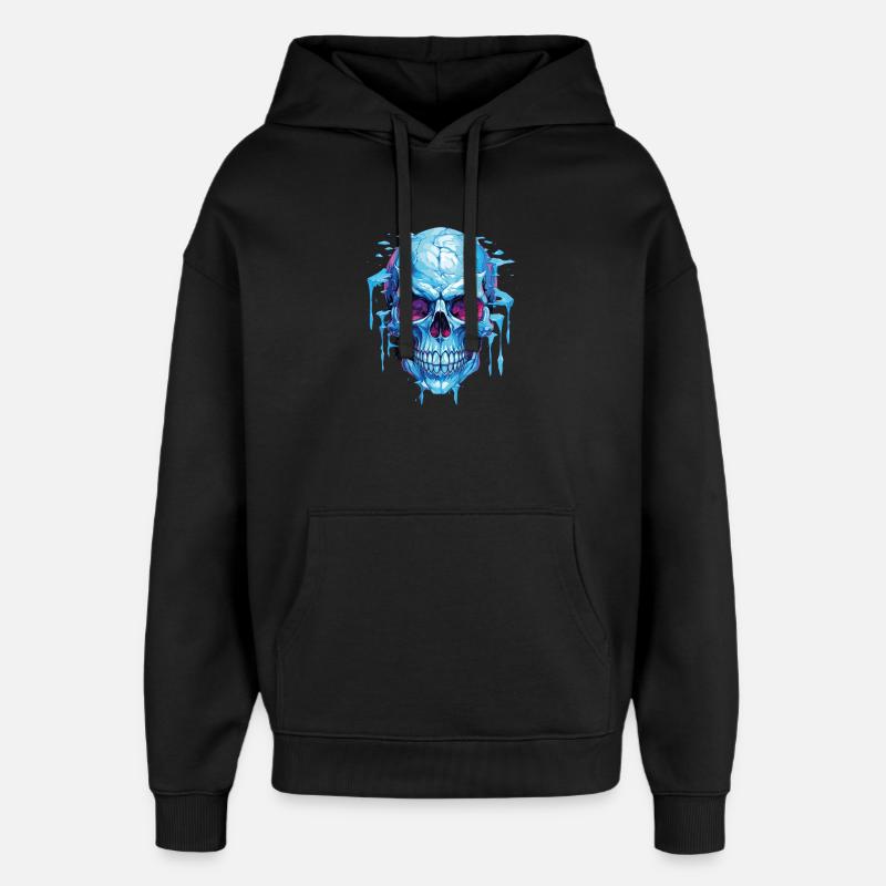 Neon Eis Schädelkunst - Oversized Unisex Hoodie von Stanley/Stella - Schwarz