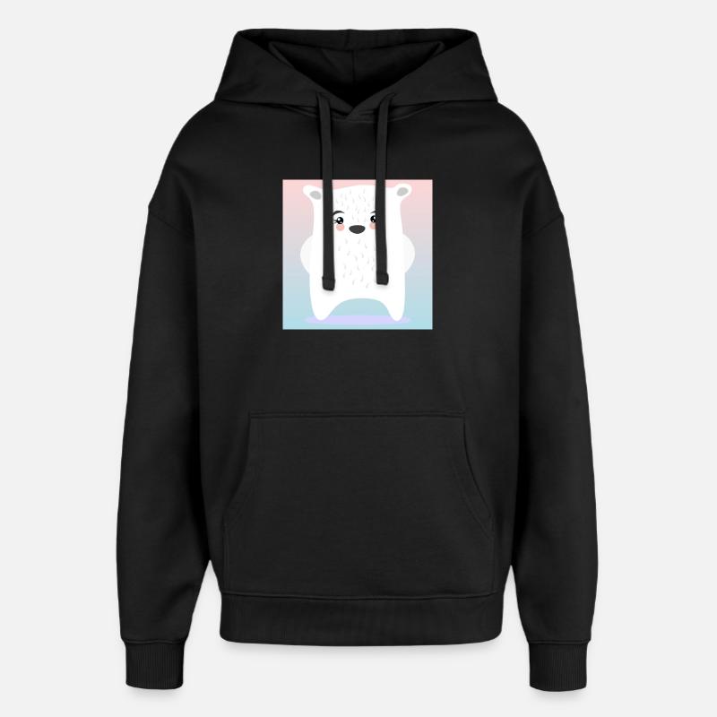 Mignon ours polaire ANIMAUX D’HIVER - Sweat à capuche unisexe Stanley/Stella Oversized - noir