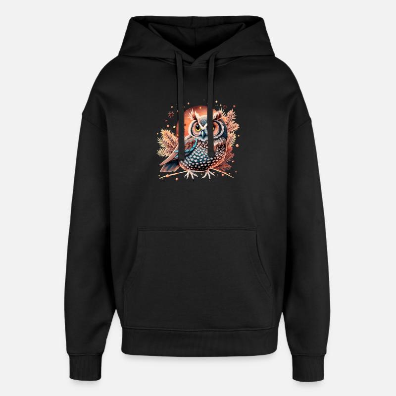 hibou_ chouette mignon - Sweat à capuche unisexe Stanley/Stella Oversized - noir