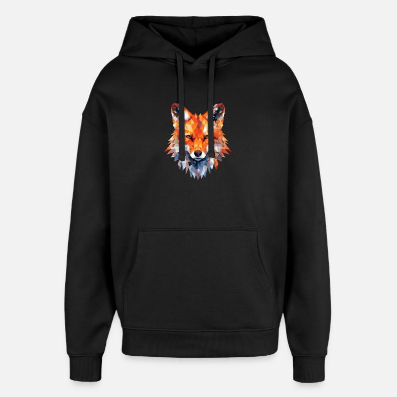 Fuchs Polygon Füchse Wald Polarfuchs Tier - Oversized Unisex Hoodie von Stanley/Stella - Schwarz