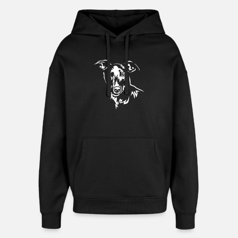 Tête de Whippet « Black Edition » - Sweat à capuche unisexe Stanley/Stella Oversized - noir
