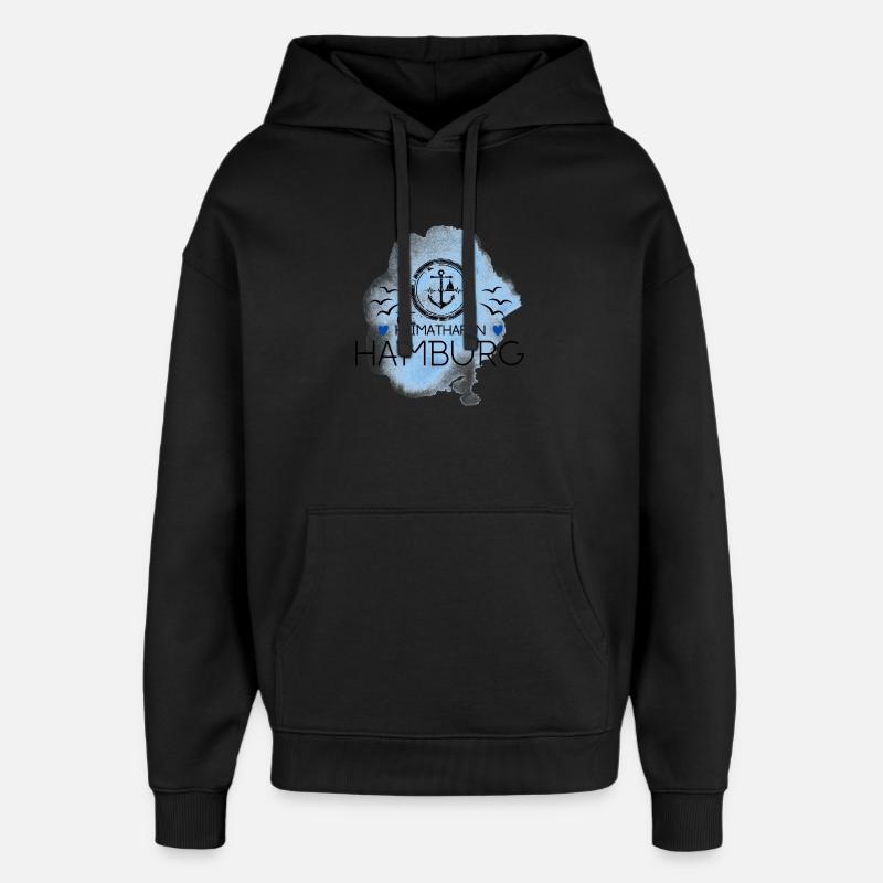 Hamburg Heimathafen- Ankermotiv - Oversized Unisex Hoodie von Stanley/Stella - Schwarz