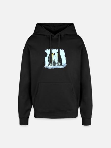 pinguinfamilie, süße vögel - Oversized Unisex Hoodie von Stanley/Stella - Schwarz