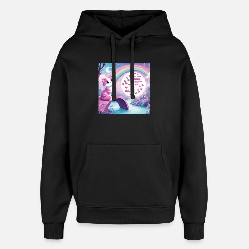 Katze mit Regenbogen - Oversized Unisex Hoodie von Stanley/Stella - Schwarz
