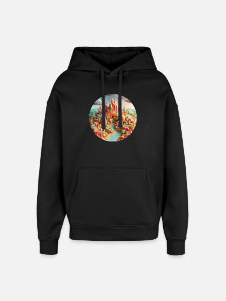Candy World Landschaft bunt Animation - Oversized Unisex Hoodie von Stanley/Stella - Schwarz