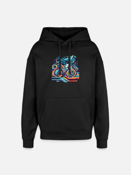 Bicycle with wavy lines - Oversized Unisex Hoodie by Stanley/Stella - black