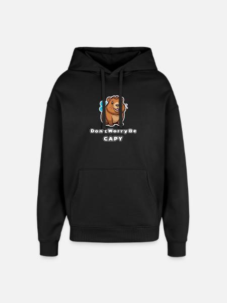 Kapibara Nie martw się, bądź capy - Stanley/Stella Oversized Bluza z kapturem unisex - czarny