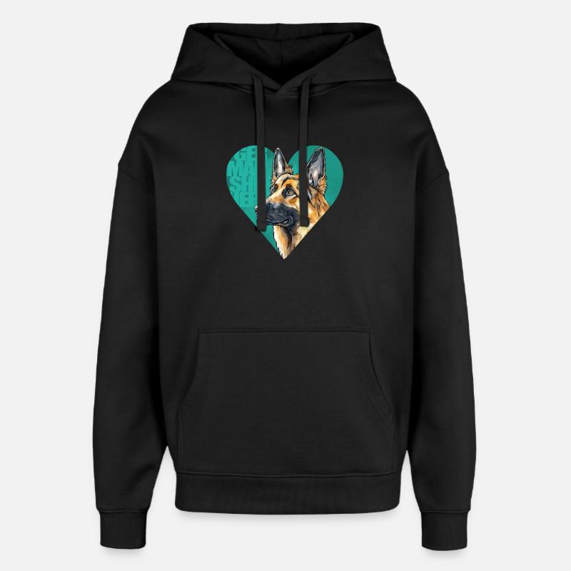 Portrait de berger allemand - Sweat à capuche unisexe Stanley/Stella Oversized - noir