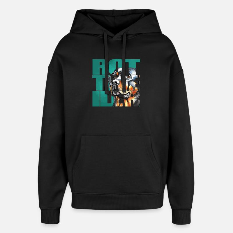 Rottweiler Portrait - Sweat à capuche unisexe Stanley/Stella Oversized - noir