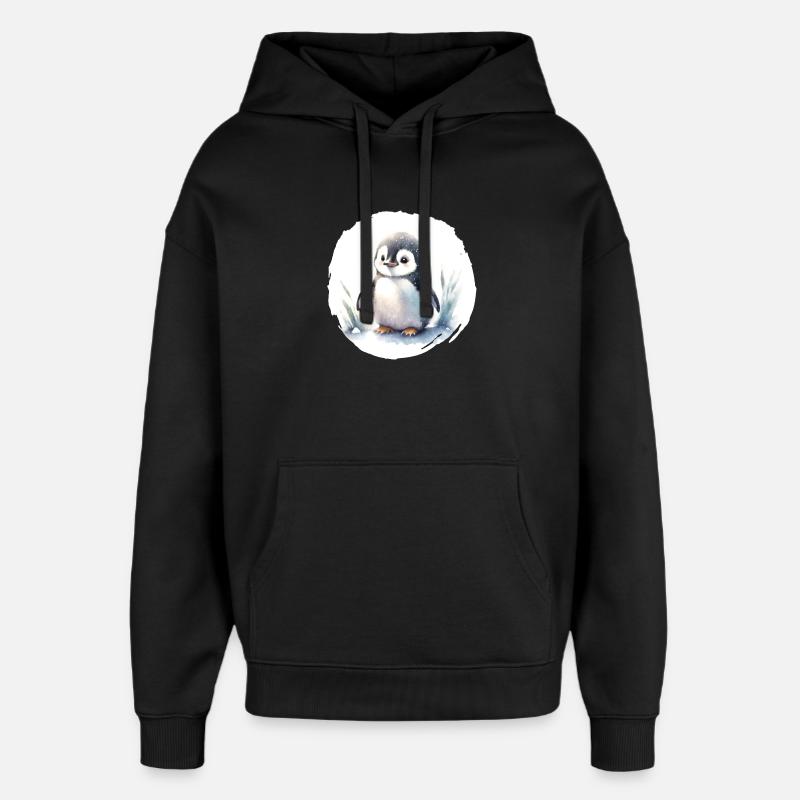 Pinguin Aquarell - Oversized Unisex Hoodie von Stanley/Stella - Schwarz