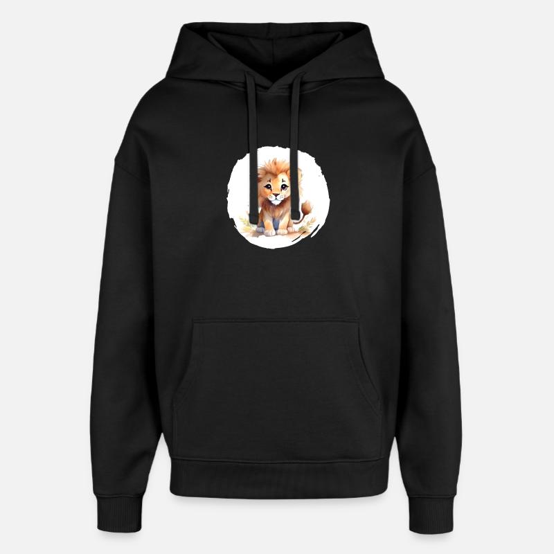 Aquarelle Lion - Sweat à capuche unisexe Stanley/Stella Oversized - noir