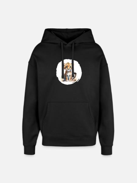 Aquarelle Guépard - Sweat à capuche unisexe Stanley/Stella Oversized - noir